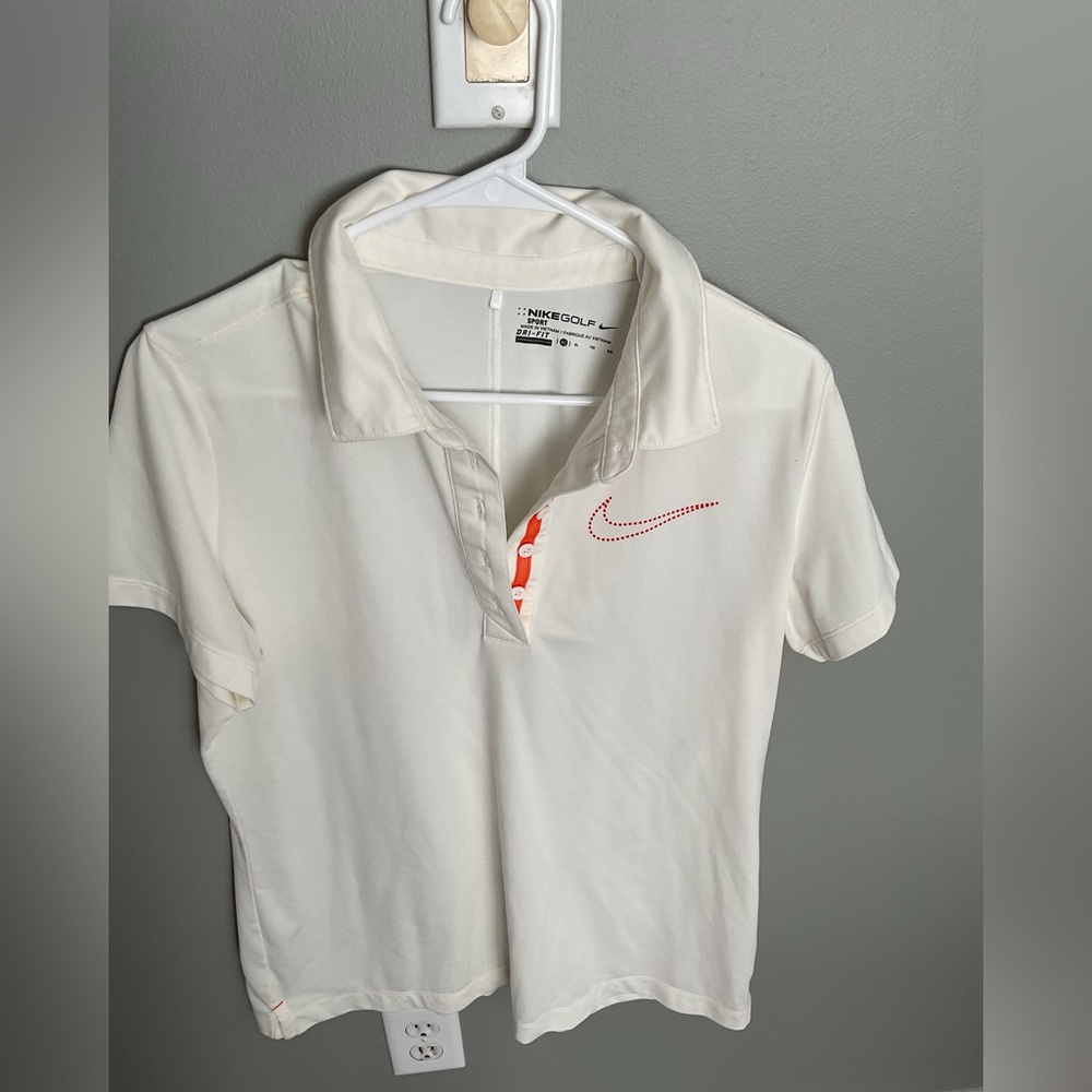Nike Golf Cream Polo with Red Accent
